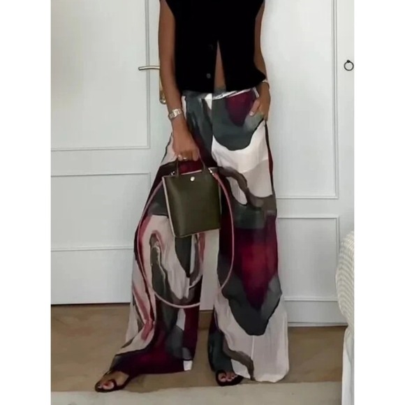 Zara Pants - Zara Women's Wide Leg Pant Sz M Gauzy Lyocell Blend Artsy Indie Boho Festival